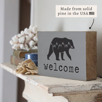 Mountain Bear Welcome Block Sign