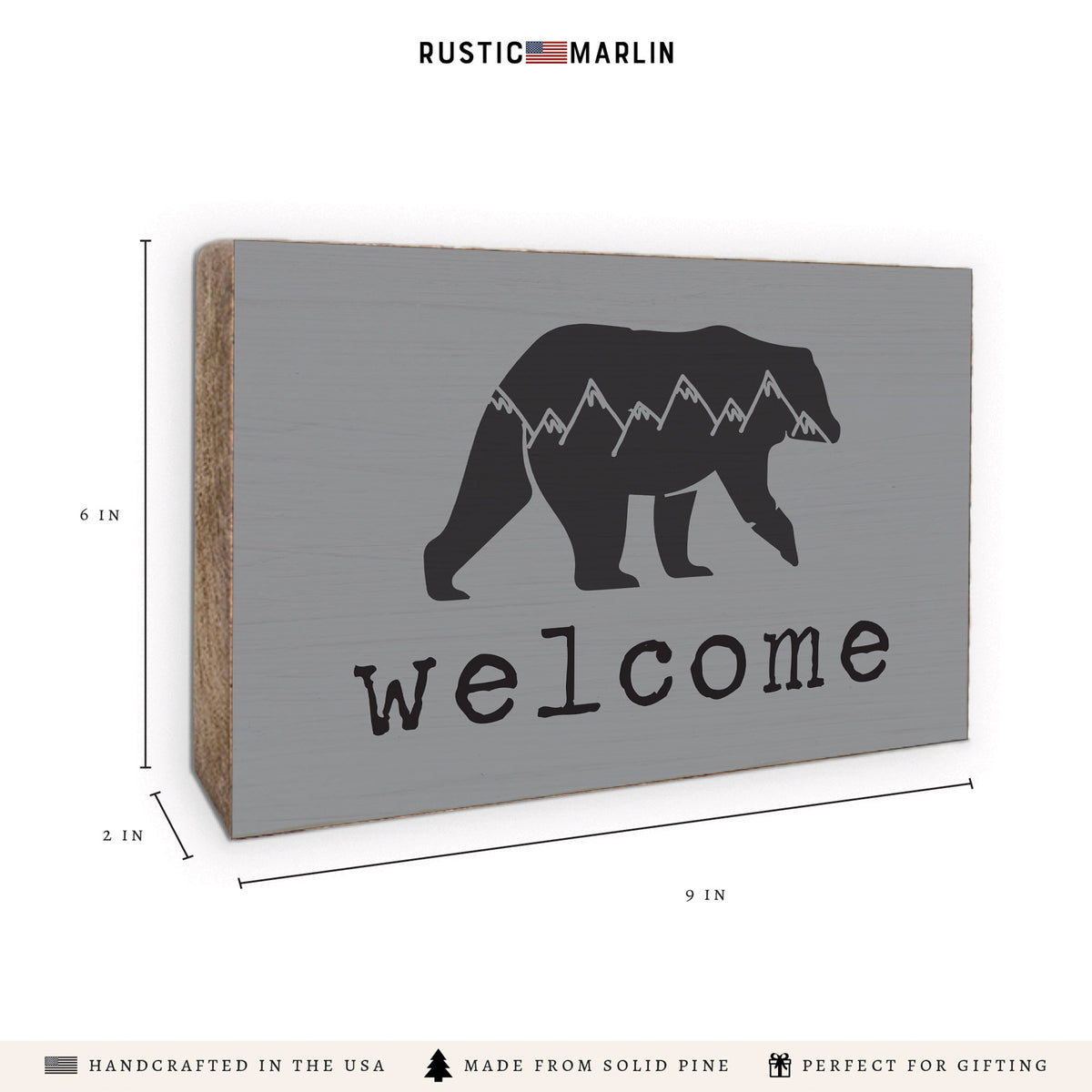 Mountain Bear Welcome Block Sign