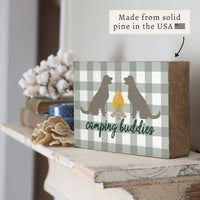 Camping Dog Buddies Block Sign