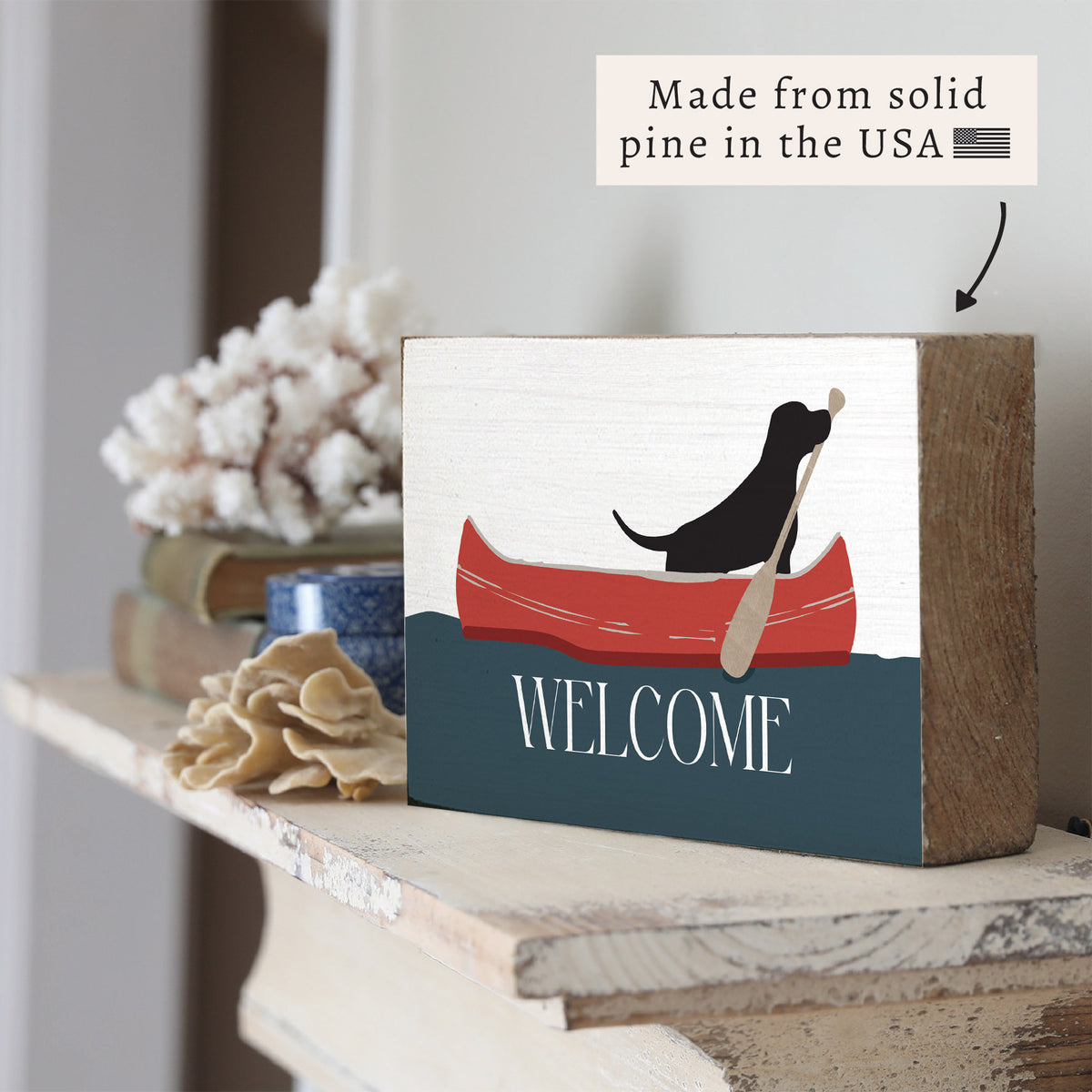 Dog Canoe Block Sign