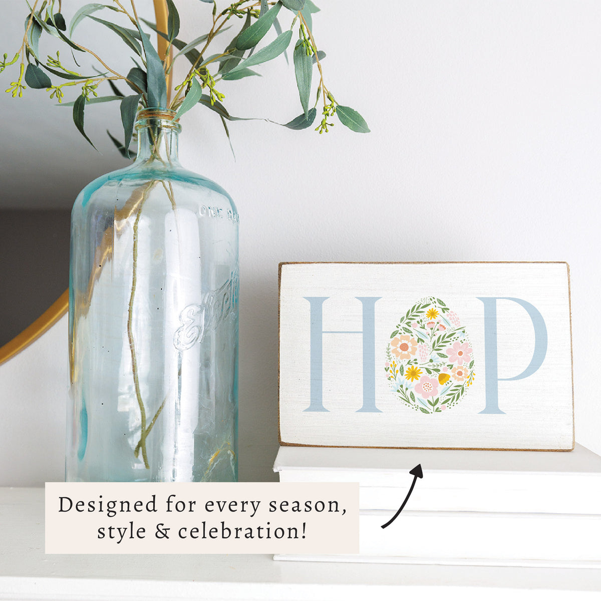Hop Floral Easter Egg Block Sign