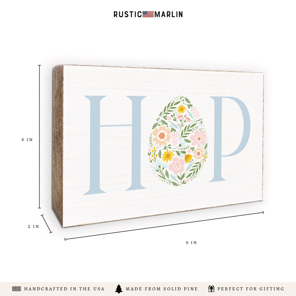 Hop Floral Easter Egg Block Sign
