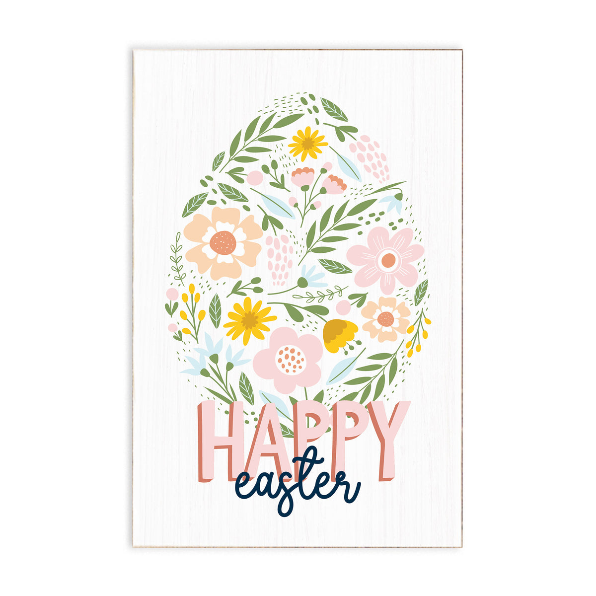 Floral Easter Egg Happy Easter Block Sign