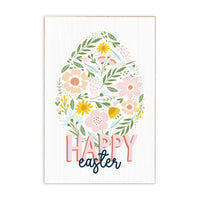Floral Easter Egg Happy Easter Block Sign