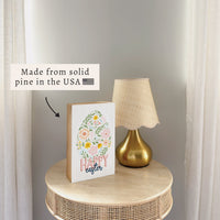 Floral Easter Egg Happy Easter Block Sign
