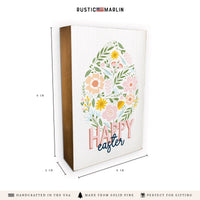 Floral Easter Egg Happy Easter Block Sign