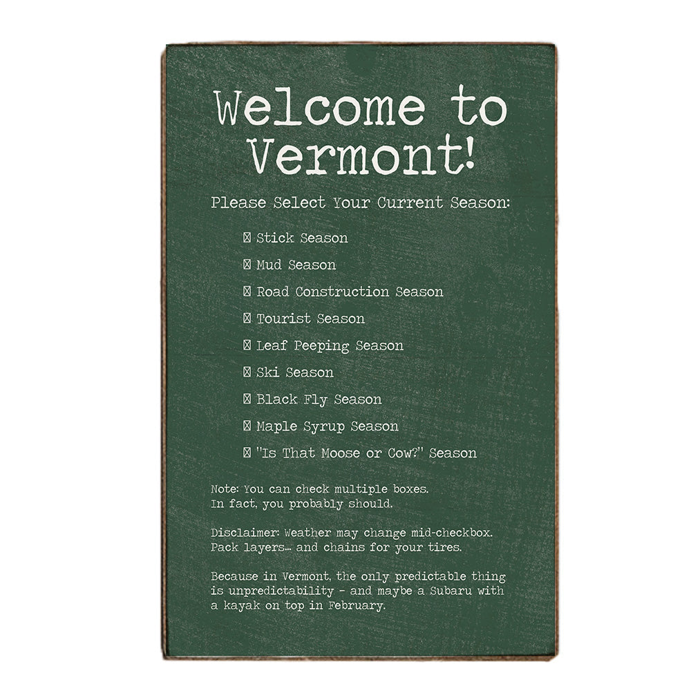 Vermont Seasons Block Sign