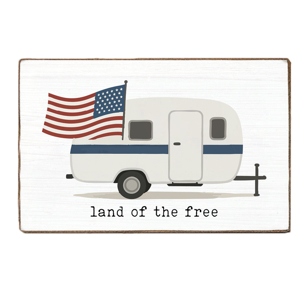 Land of the Free Camper XL Block Sign