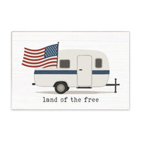 Land Of The Free Camper Block Sign