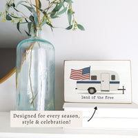 Land Of The Free Camper Block Sign