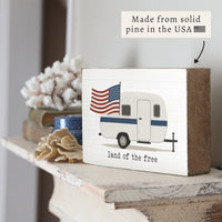 Land Of The Free Camper Block Sign