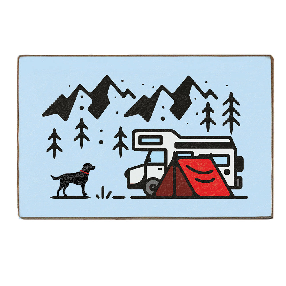 Campsite With Dog XL Block Sign
