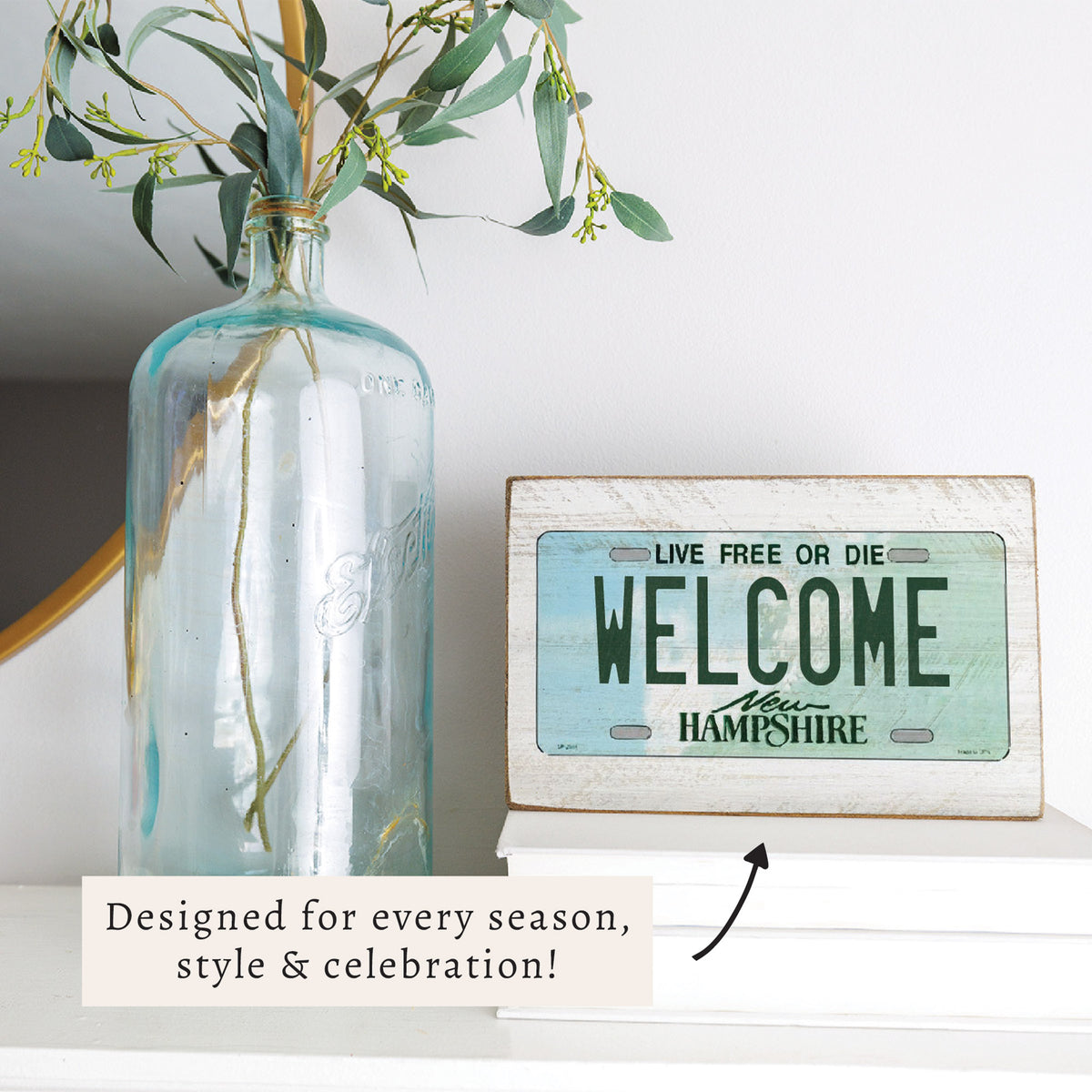 New Hampshire License Plate Welcome Block Sign