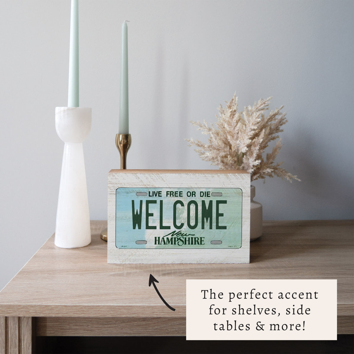 New Hampshire License Plate Welcome Block Sign