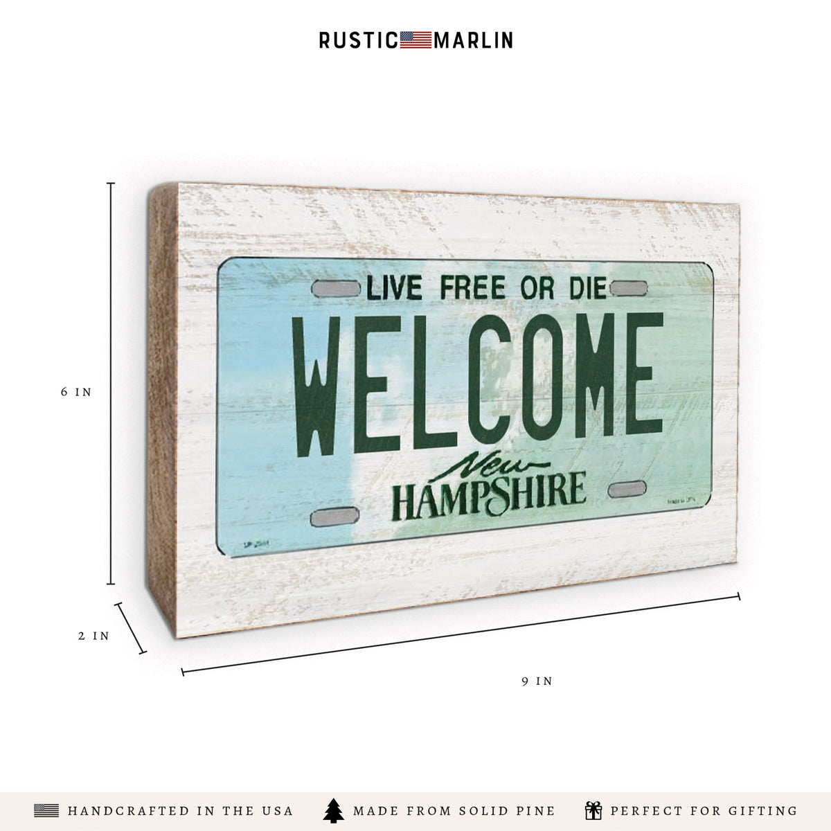 New Hampshire License Plate Welcome Block Sign