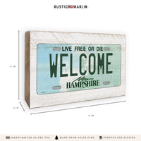 New Hampshire License Plate Welcome Block Sign