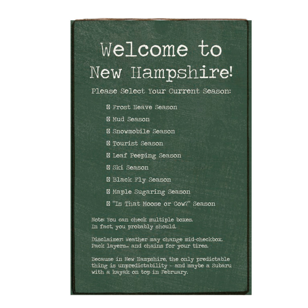 New Hampshire Seasons Block Sign
