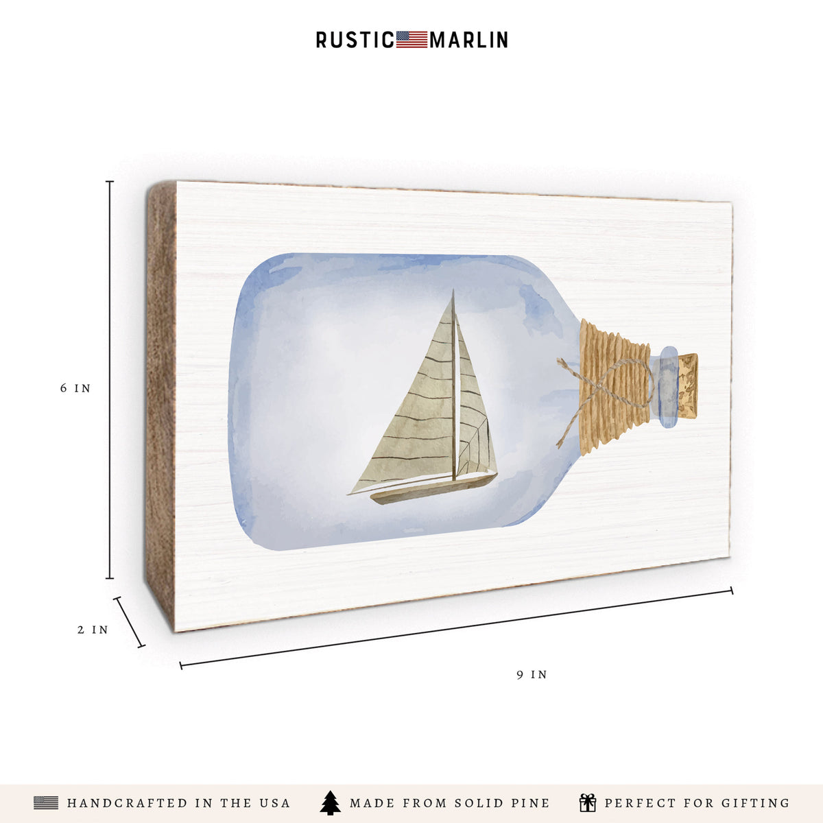 Sailboat In A Bottle Block Sign