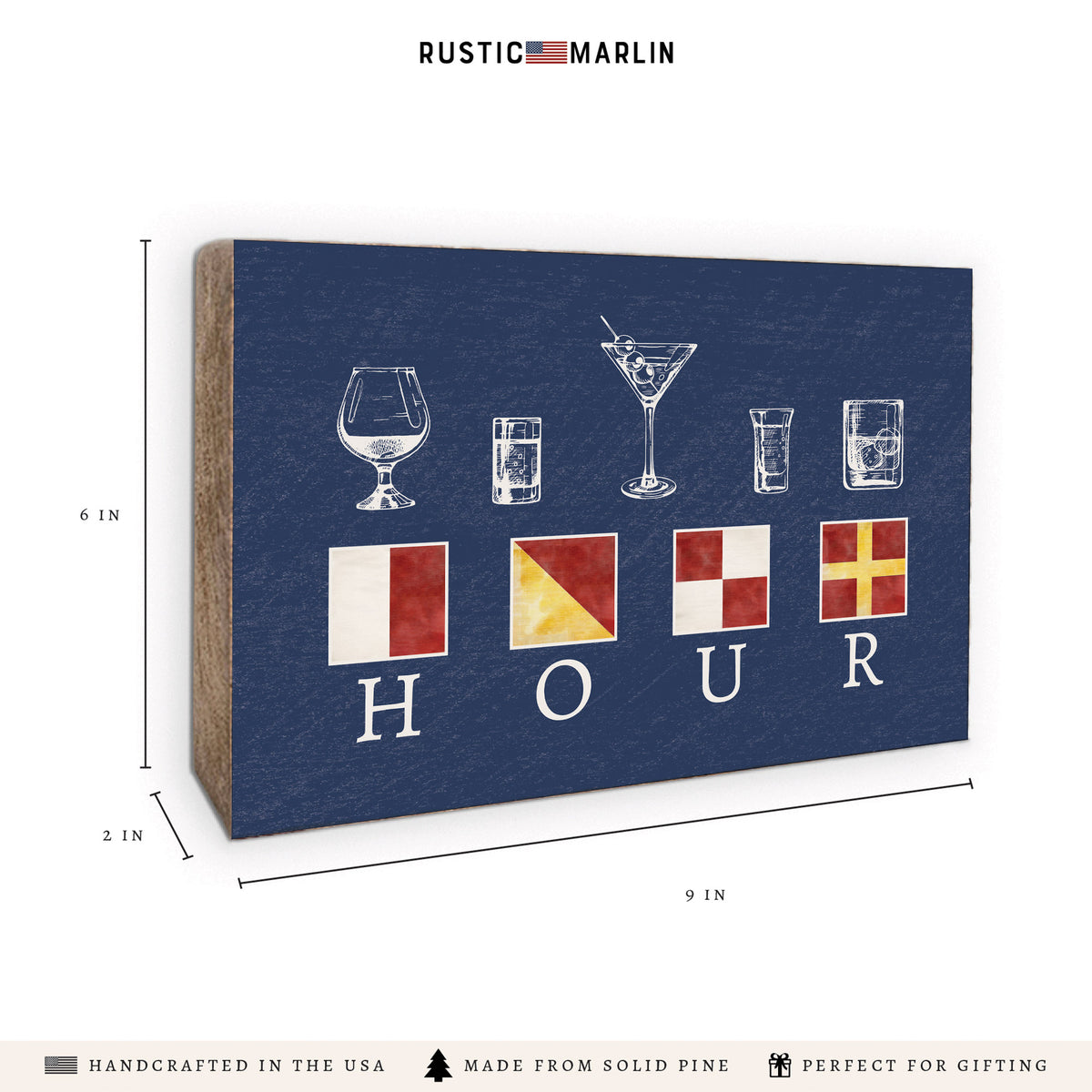 Happy Hour Nautical Block Sign
