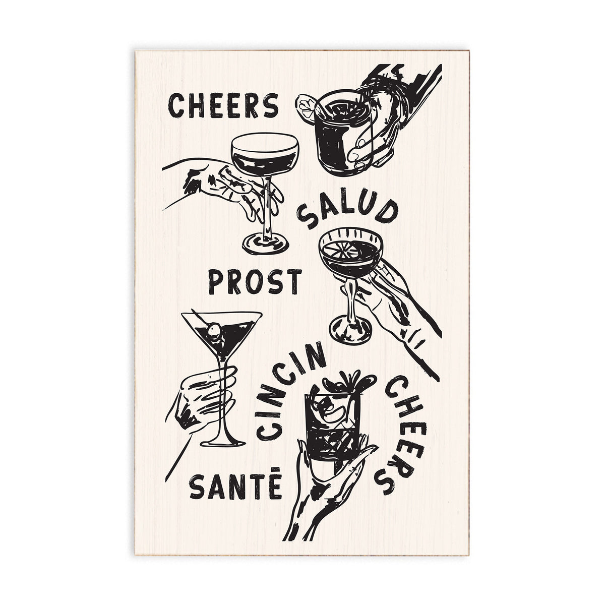 Cheers Around the World Block Sign