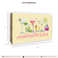 Cocktail O'Clock Block Sign