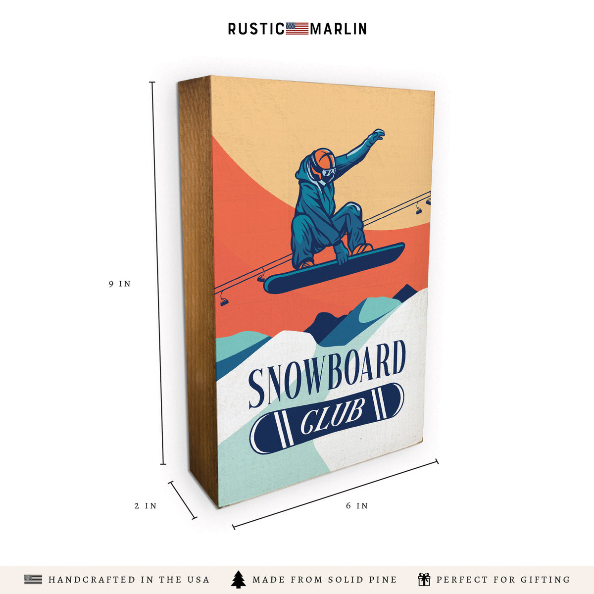 Snowboard Club Block Sign