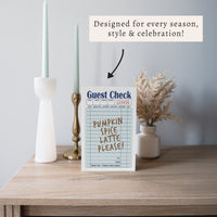 Guest Check Pumpkin Spice Latte Block Sign