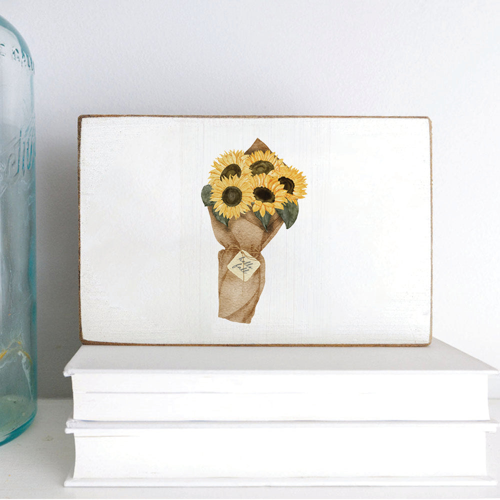 Hello Fall Sunflower Block Sign