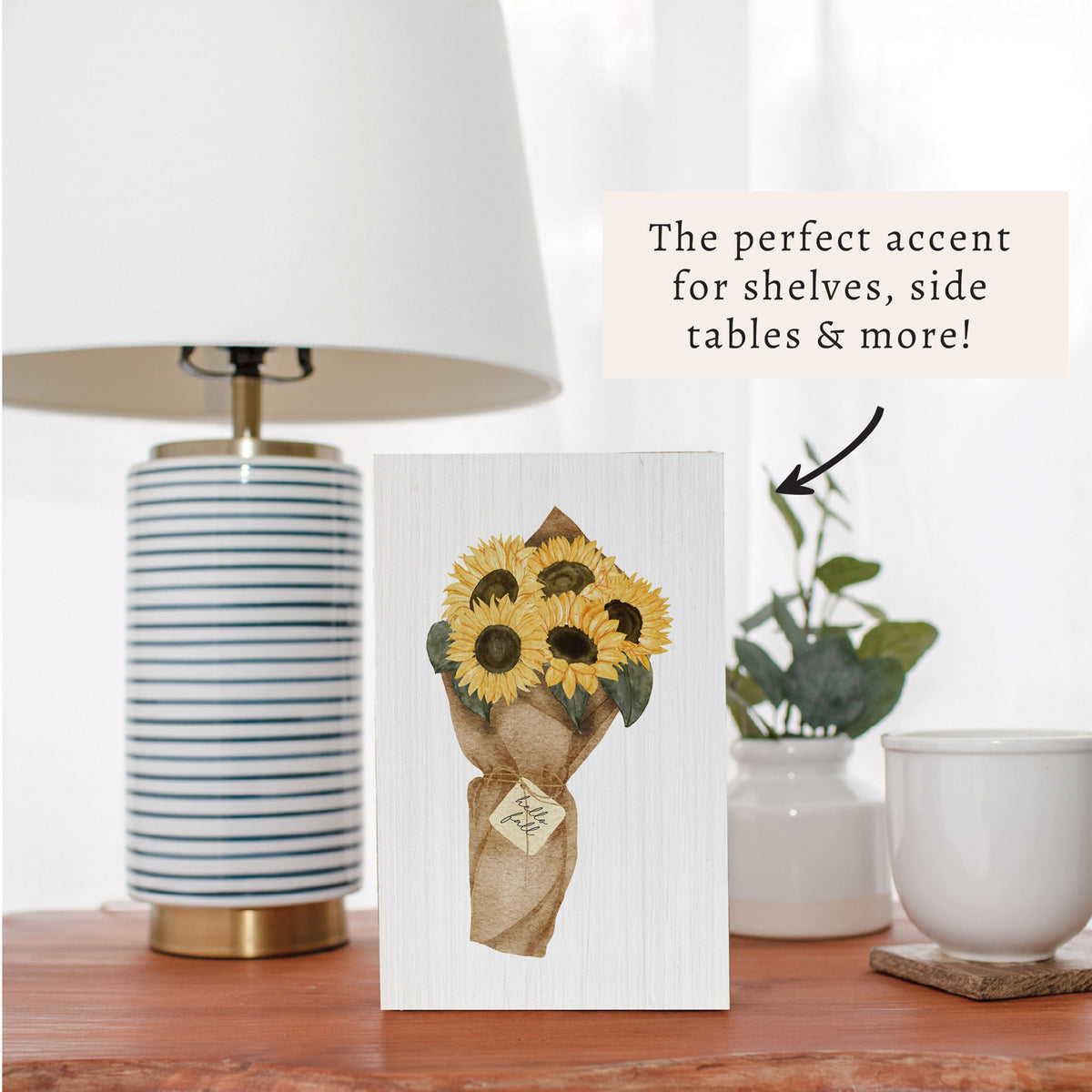 Hello Fall Sunflower Block Sign
