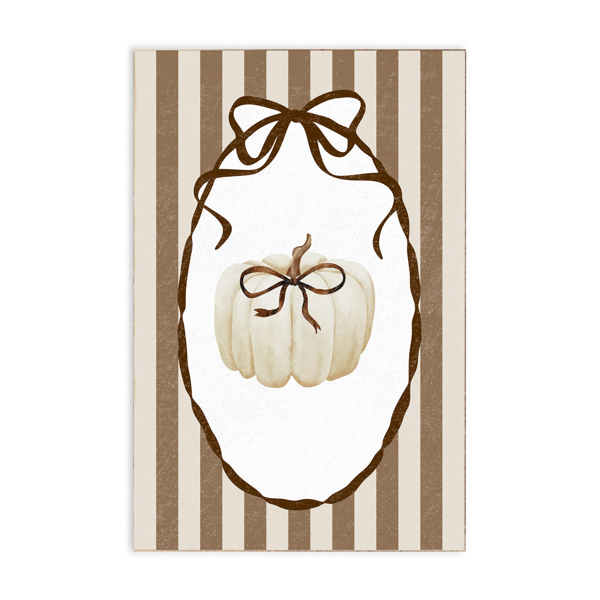 Neutral Ribbon Pumpkin Block Sign