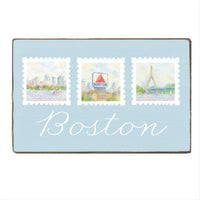 Welcome Boston Stamp Wood Block