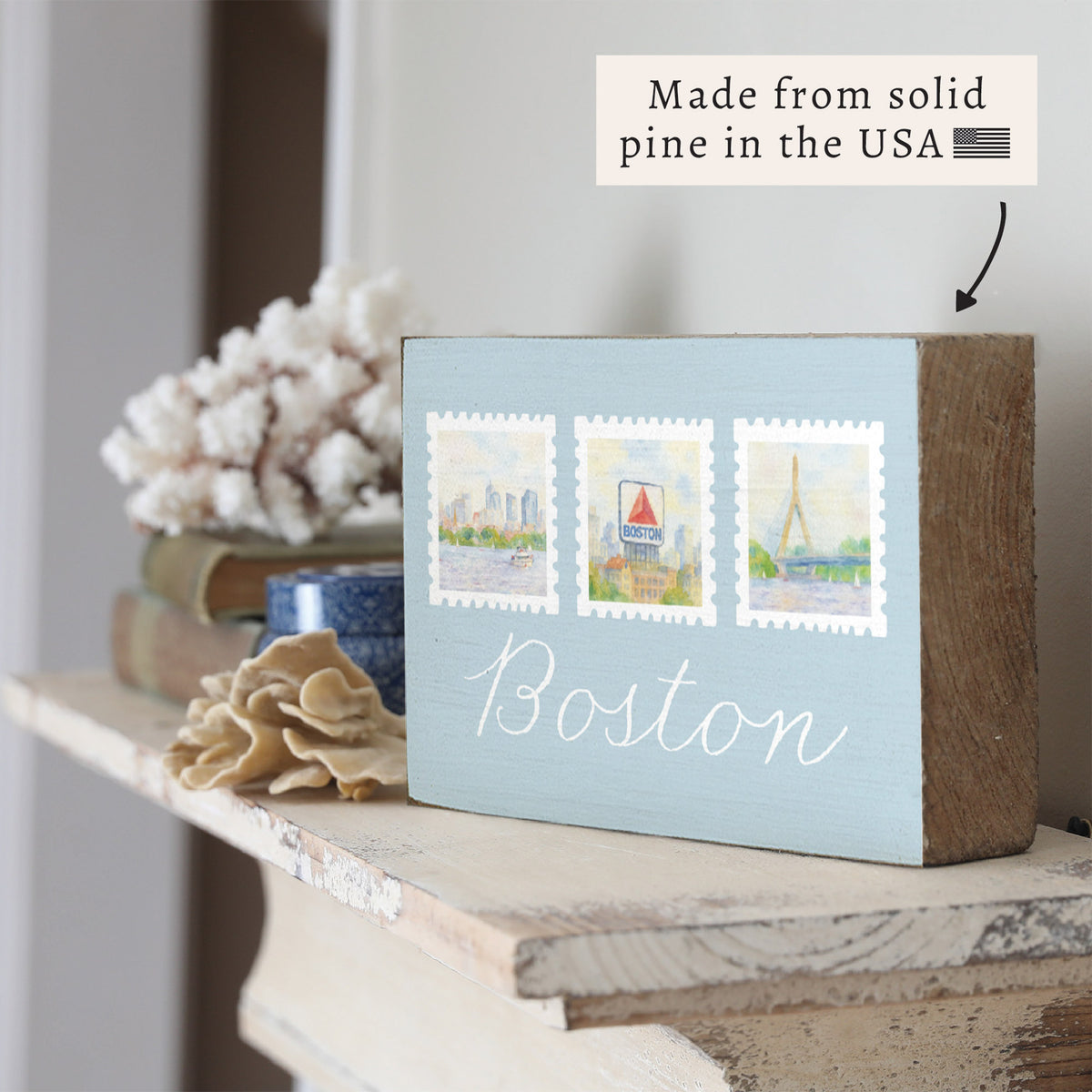 Boston Stamps Block Sign
