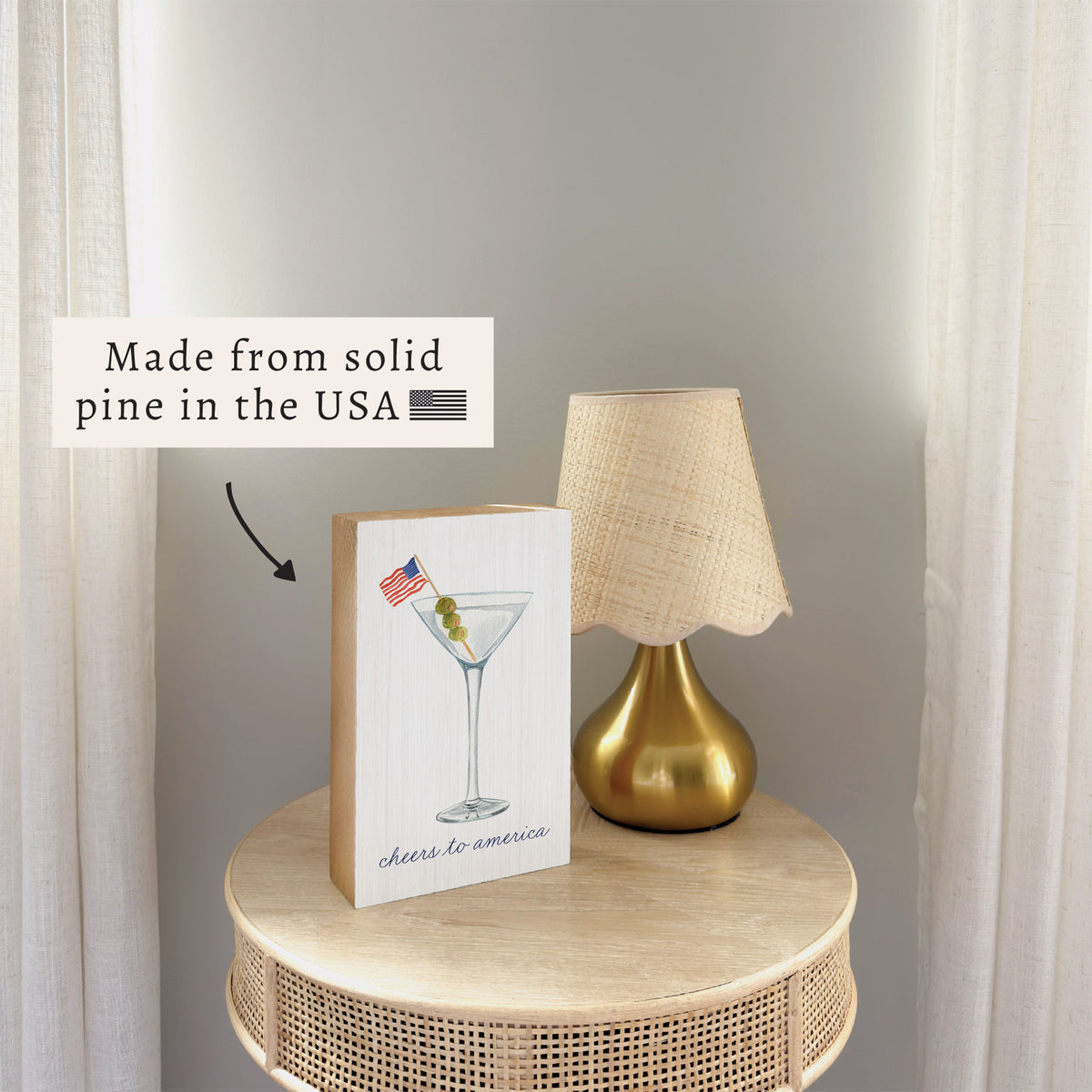 Cheers to America Martini Block Sign