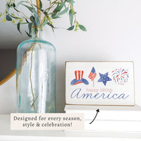 America Happy 250th Icons Block Sign