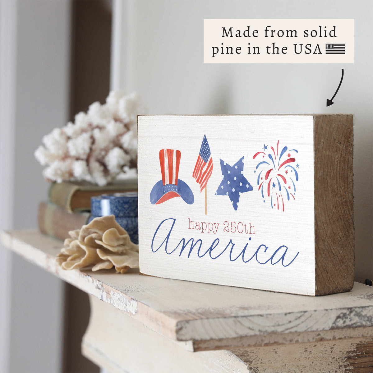 America Happy 250th Icons Block Sign