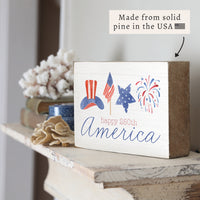 America Happy 250th Icons Block Sign