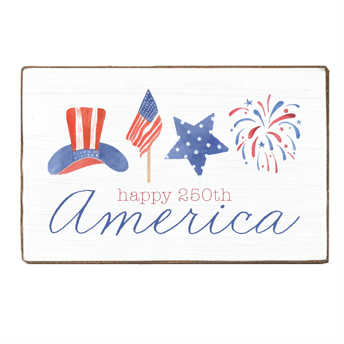 America Happy 250th Icons Block Sign