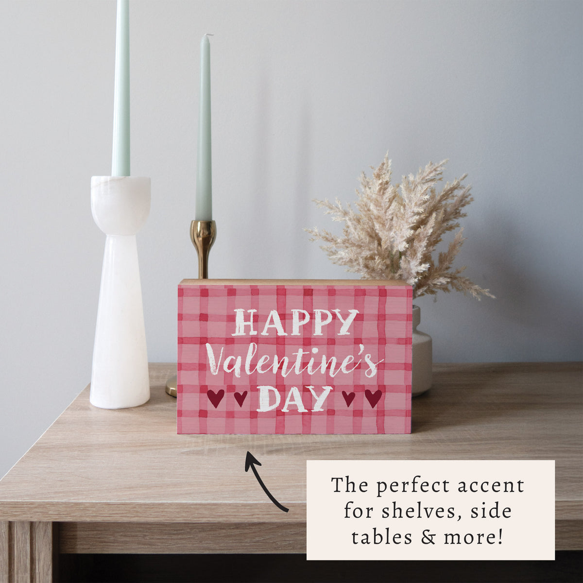 Happy Valentine's Day Gingham  Block Sign