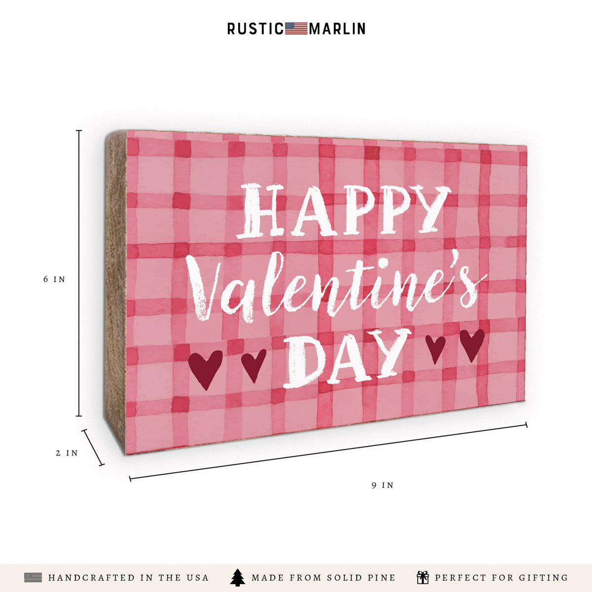 Happy Valentine's Day Gingham  Block Sign