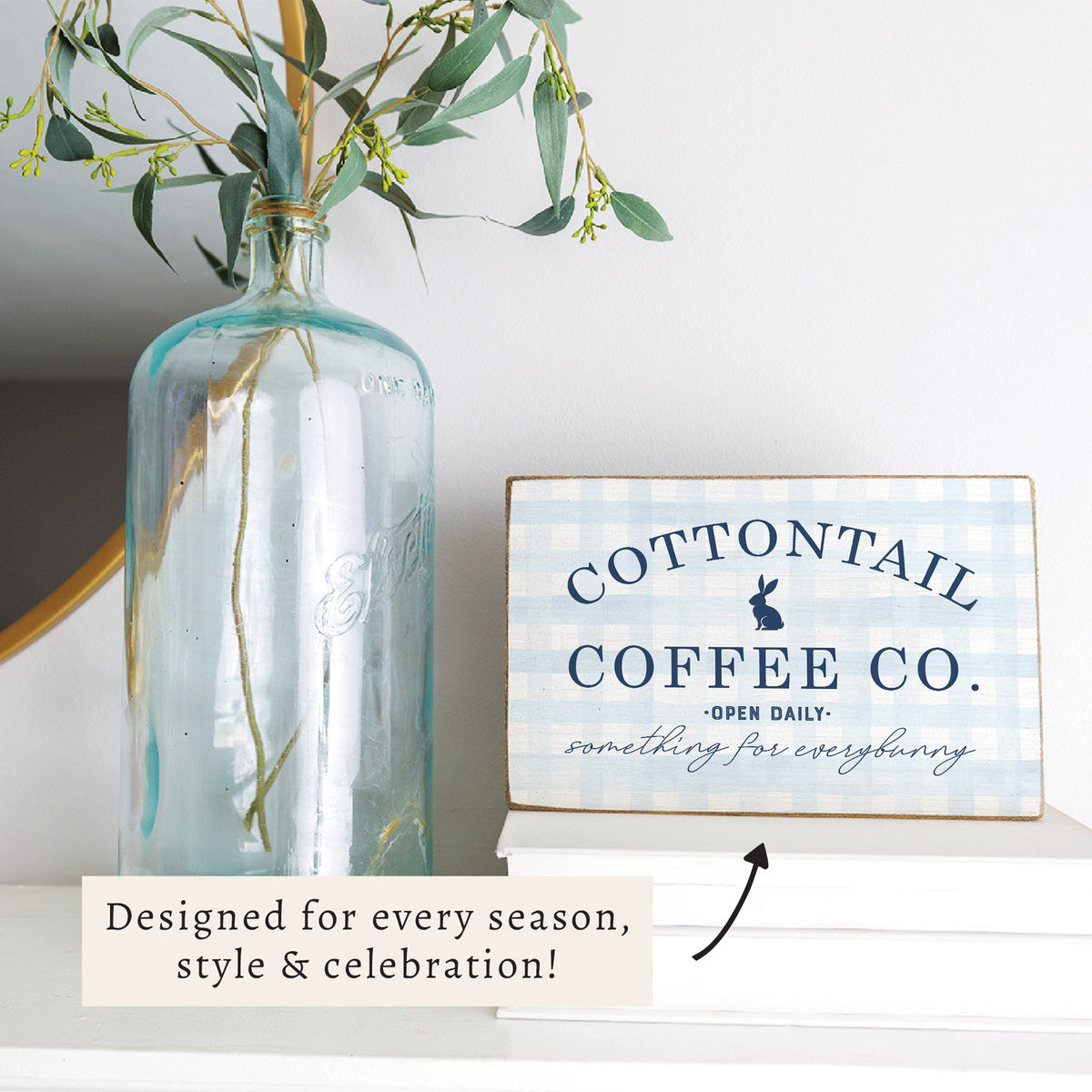 Cottontail Coffee Bunny Block Sign