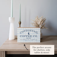 Cottontail Coffee Bunny Block Sign