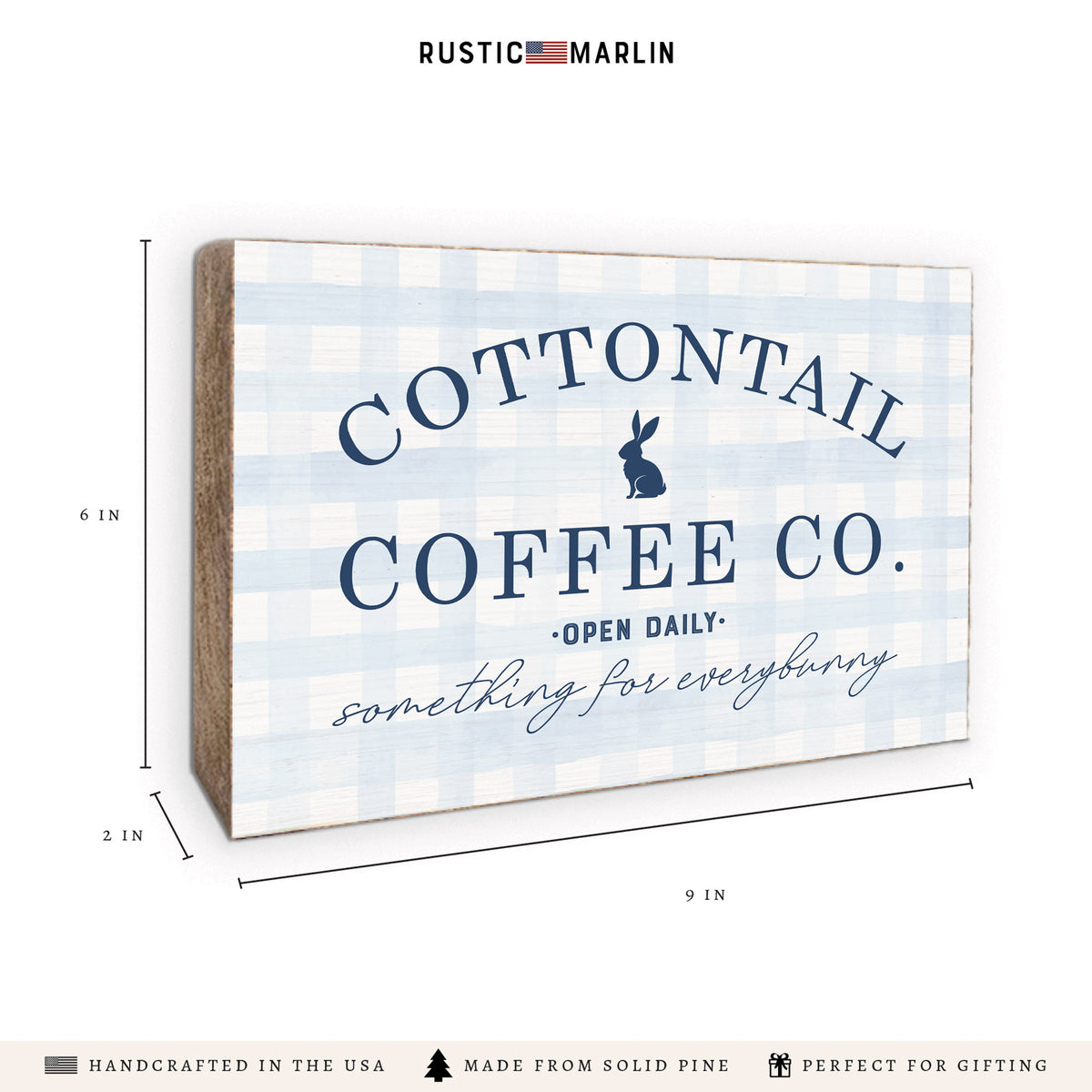 Cottontail Coffee Bunny Block Sign