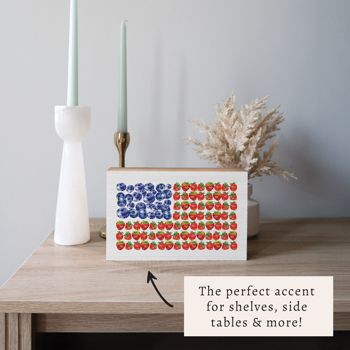 American Flag Berries Block Sign