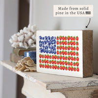 American Flag Berries Block Sign