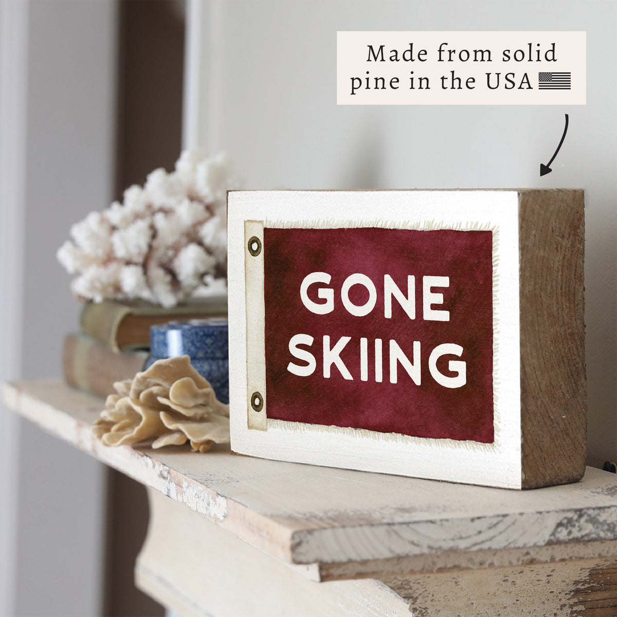 Gone Skiing Block Sign
