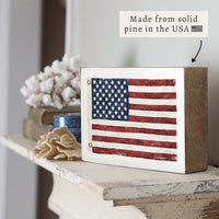 American Vintage Flag Block Sign