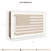 American Vintage Flag Whitewash Block Sign