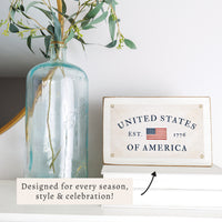 United States of America  Est 1776 Banner Block Sign