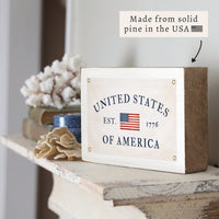United States of America  Est 1776 Banner Block Sign