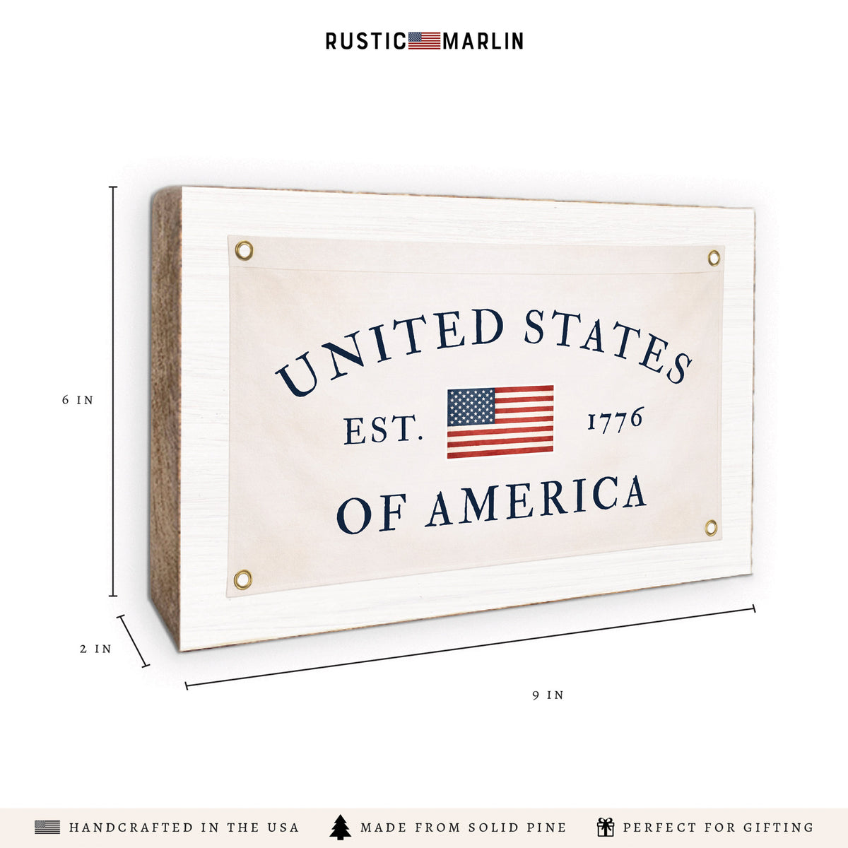 United States of America  Est 1776 Banner Block Sign
